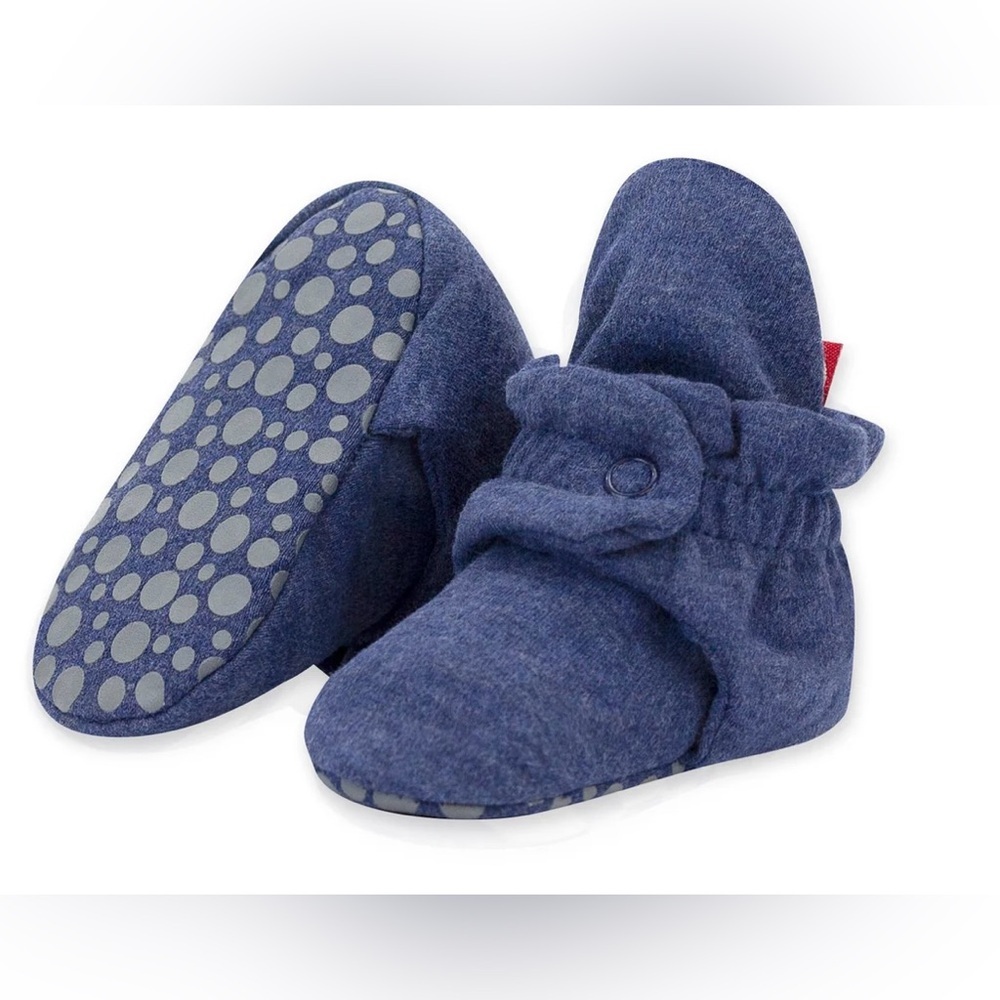 Zutano Organic Cotton Gripper Baby Booties in Heathered Navy Size 3 Mos